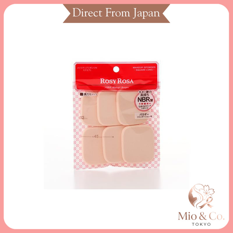 Rosy Rosa Makeup Sponge N Square L 6P - Compact Square Shape for Easy Storage