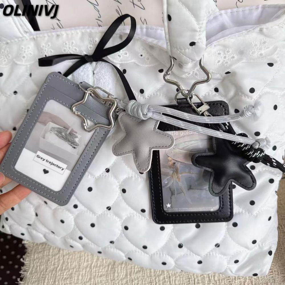 OLINIVJ Kpop Idol Photocard Holder, INS Y2k Card Holder, Thời trang PU Leather Idol Photo Cards Tay 