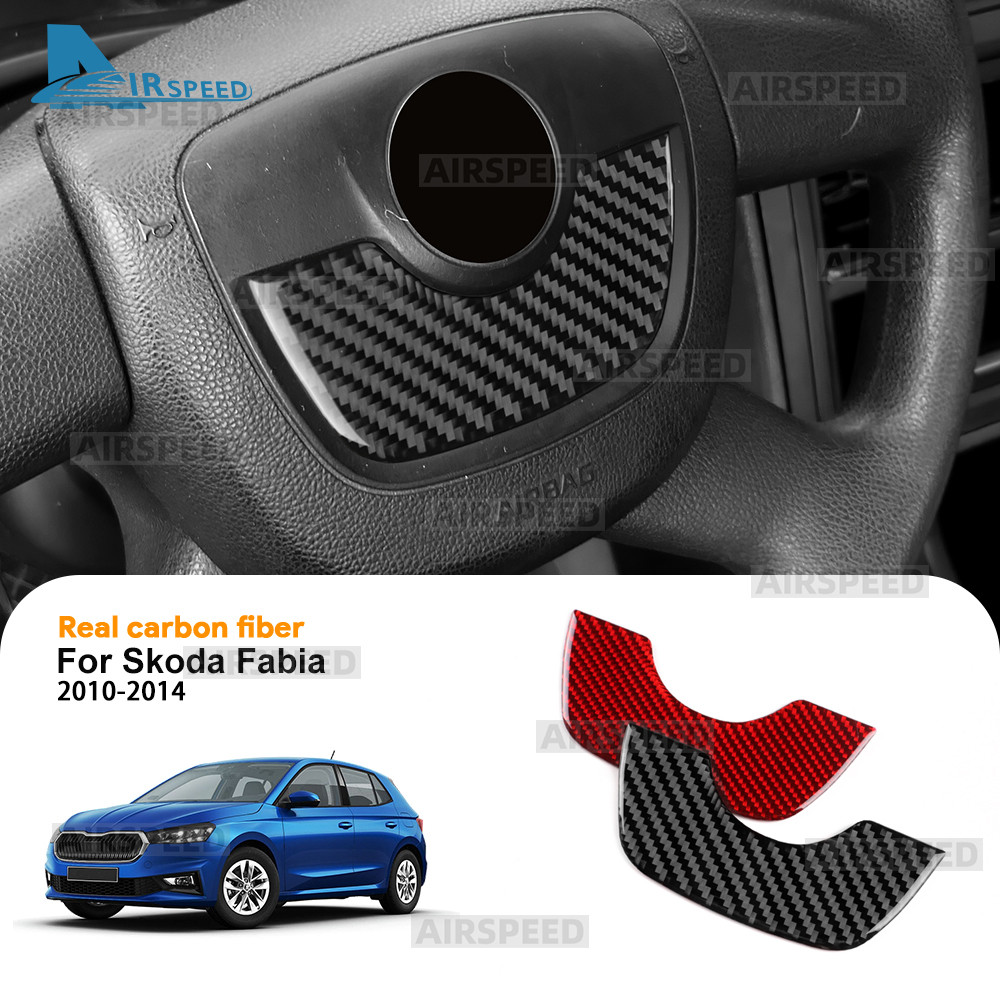 AIRSPEED Sợi Carbon Cho Skoda Fabia 2007-2014 Vô Lăng Ô Tô Logo Vòng Viền Miếng Dán Nội Thất Nâng Cấ
