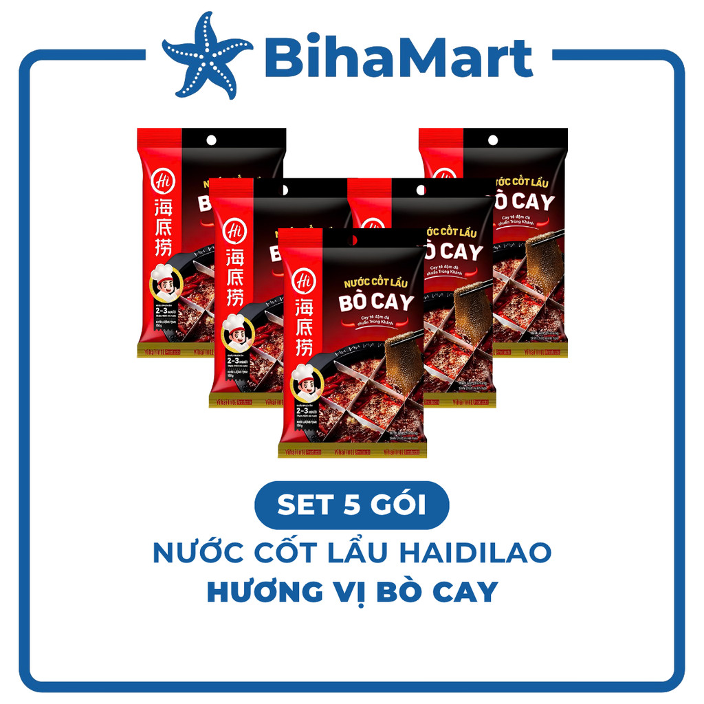 [SET 5 GÓI] - HAIDILAO - Nước cốt lẩu Haidilao vị bò cay, nước cốt lẩu bò cay Haidilao lẩu Trùng Khá