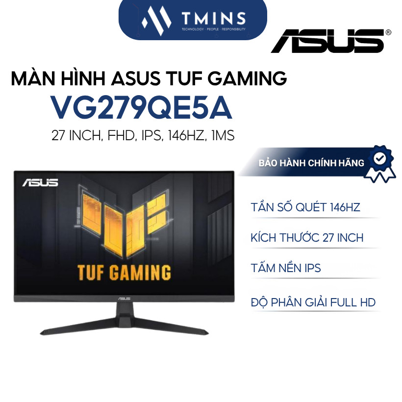 Màn Hình ASUS TUF Gaming VG279QE5A 27 Inch,FHD, IPS, IPS, ELMB Sync, 1ms, 146Hz - Hàng chính hãng