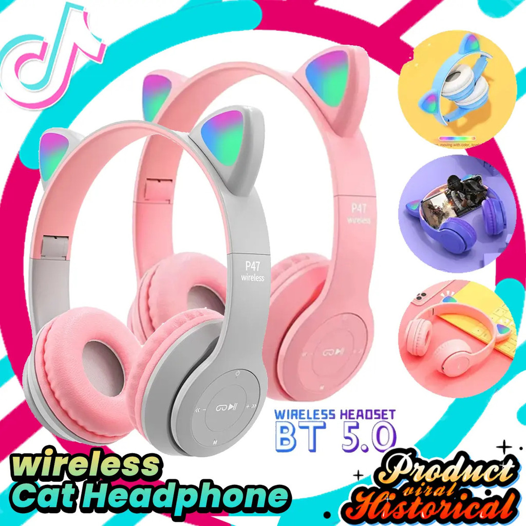 Tai nghe không dây Cat Over Ear Tai nghe P47M Tai nghe BT5.0 Tai nghe kuching Led Tích hợp Micrô cuộ