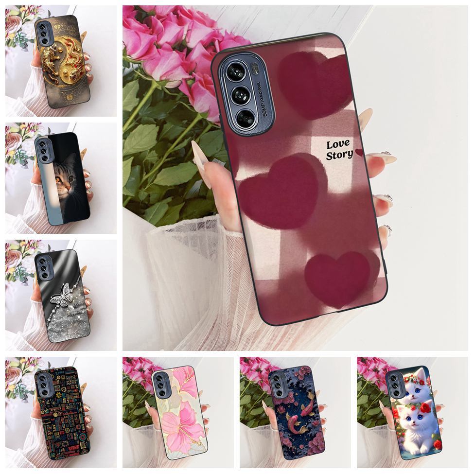 Dành Cho Moto G62 5G Vỏ Điện Thoại Cho Motorola Moto G62 5G Ốp Lưng Silicon Mèo Dễ Thương Hoa Sang T