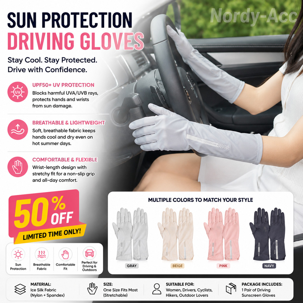 DÀI WRIST DRIVING SUNSCREEN GLOVES Thoáng Khí Chống Tia UV Màn Hình Cảm Ứng Đi Ngoài Trời Chống Nắng