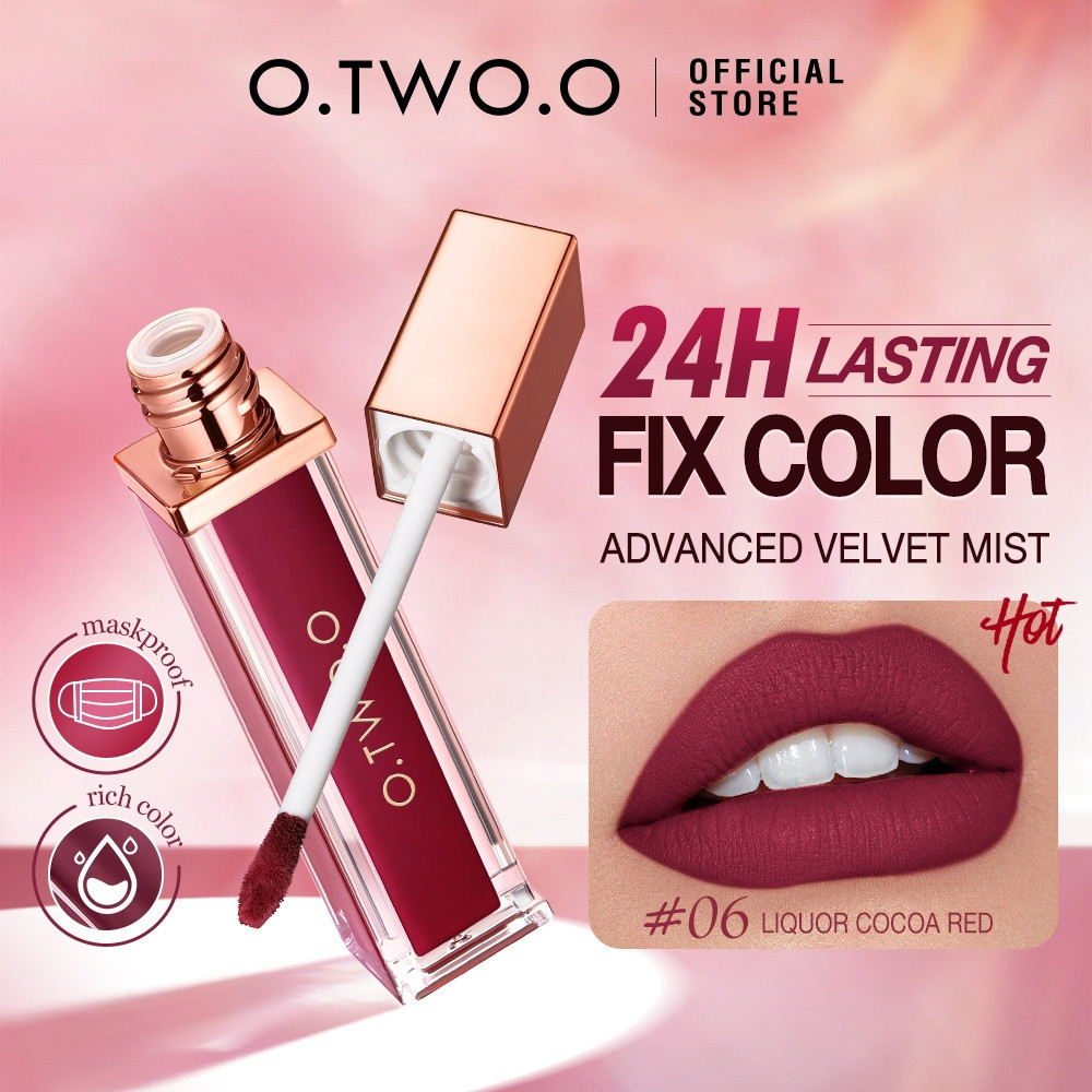 O.TWO.O Matte Lip Tint - Kiss Proof Mask 24H Son môi dạng lỏng chống thấm nước lâu trôi Gloss Non St