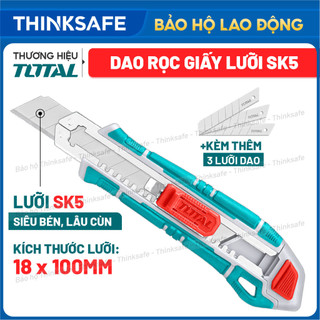 Dao rọc giấy Total kích thước lưỡi 18x100mm, kèm lưỡi SK5, điêu khắc gỗ, dùng cắt bìa, rọc giấy - Thinksafe