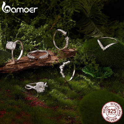 Nhẫn Bạc Bamoer 925 Moissanite Series Đính Hôn Trang Sức Quà Tặng Cho Nữ Có Hộp Quà Tặng