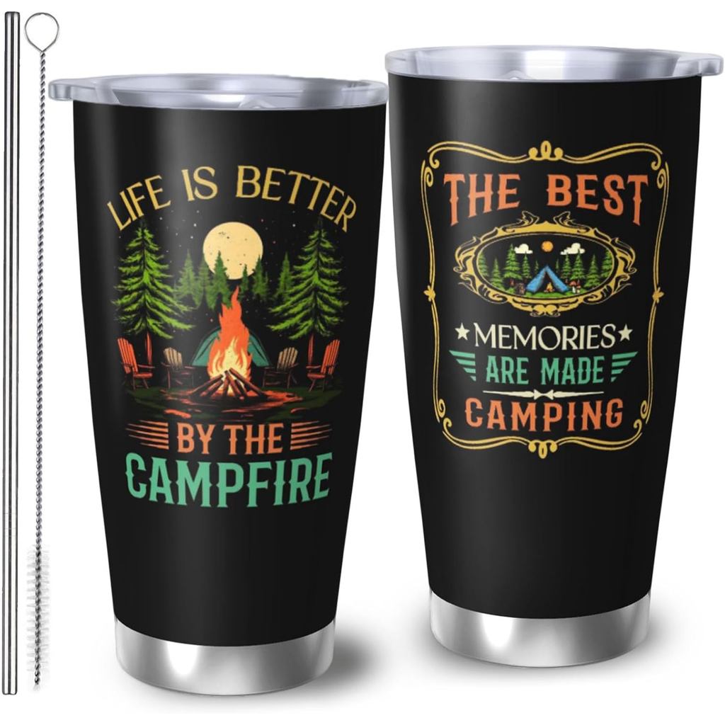 Quà tặng cắm trại cho nam nữ, Cốc cà phê cắm trại tốt nhất, Cốc du lịch Happy Camper, Cốc cà phê 20o