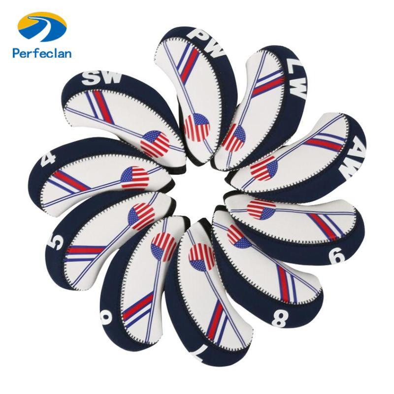 Perfeclan 10 Miếng Bọc Đầu Bằng Sắt Golf Bộ Vỏ Đầu Câu Lạc Bộ Golf 4,5,6,7,8,9, AW, PW, LW, SW Phù H