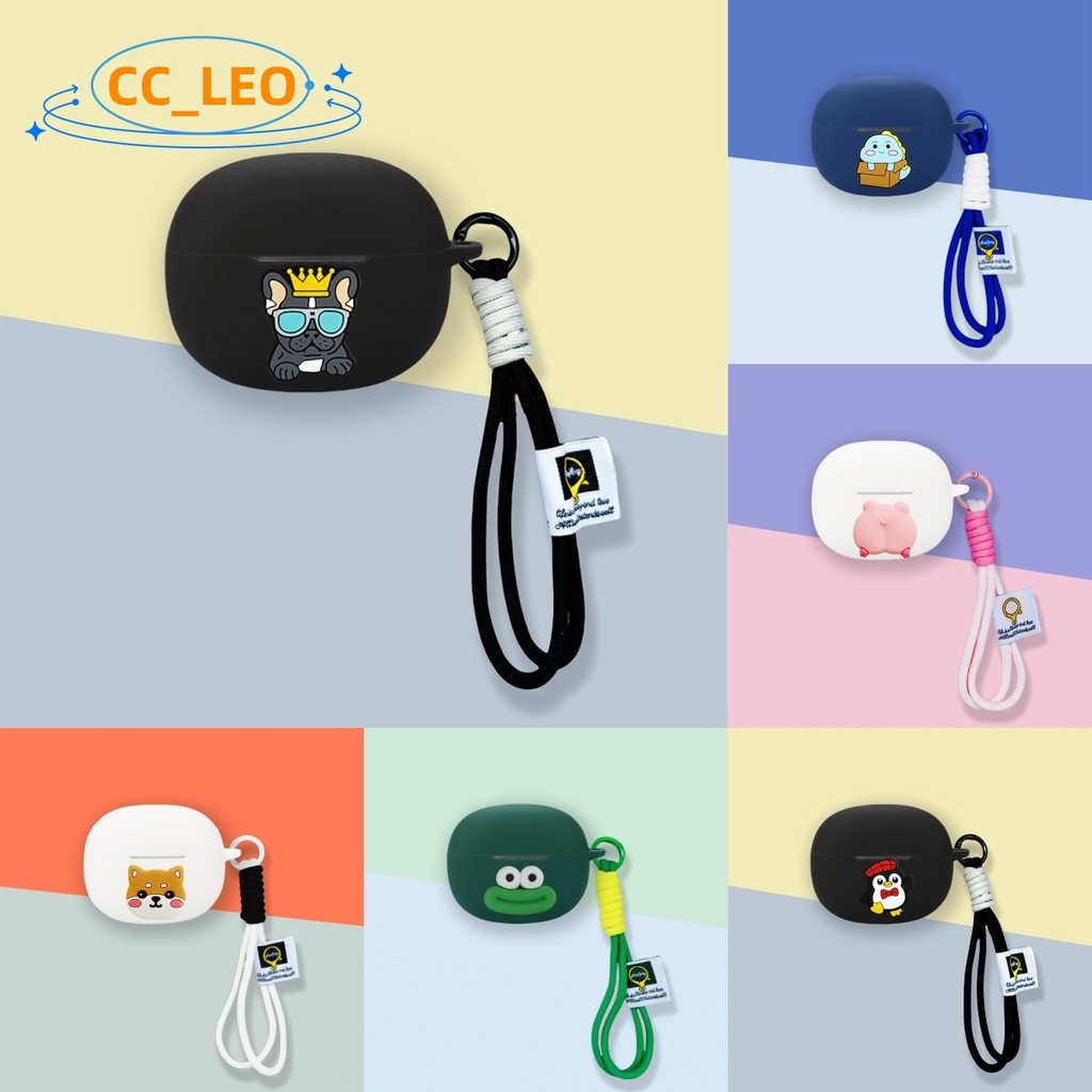 for EDIFIER Comfo Bass Case Cartoon Shiba Inu Cute Penguin Lanyard Silicone Soft Case Suitable for E