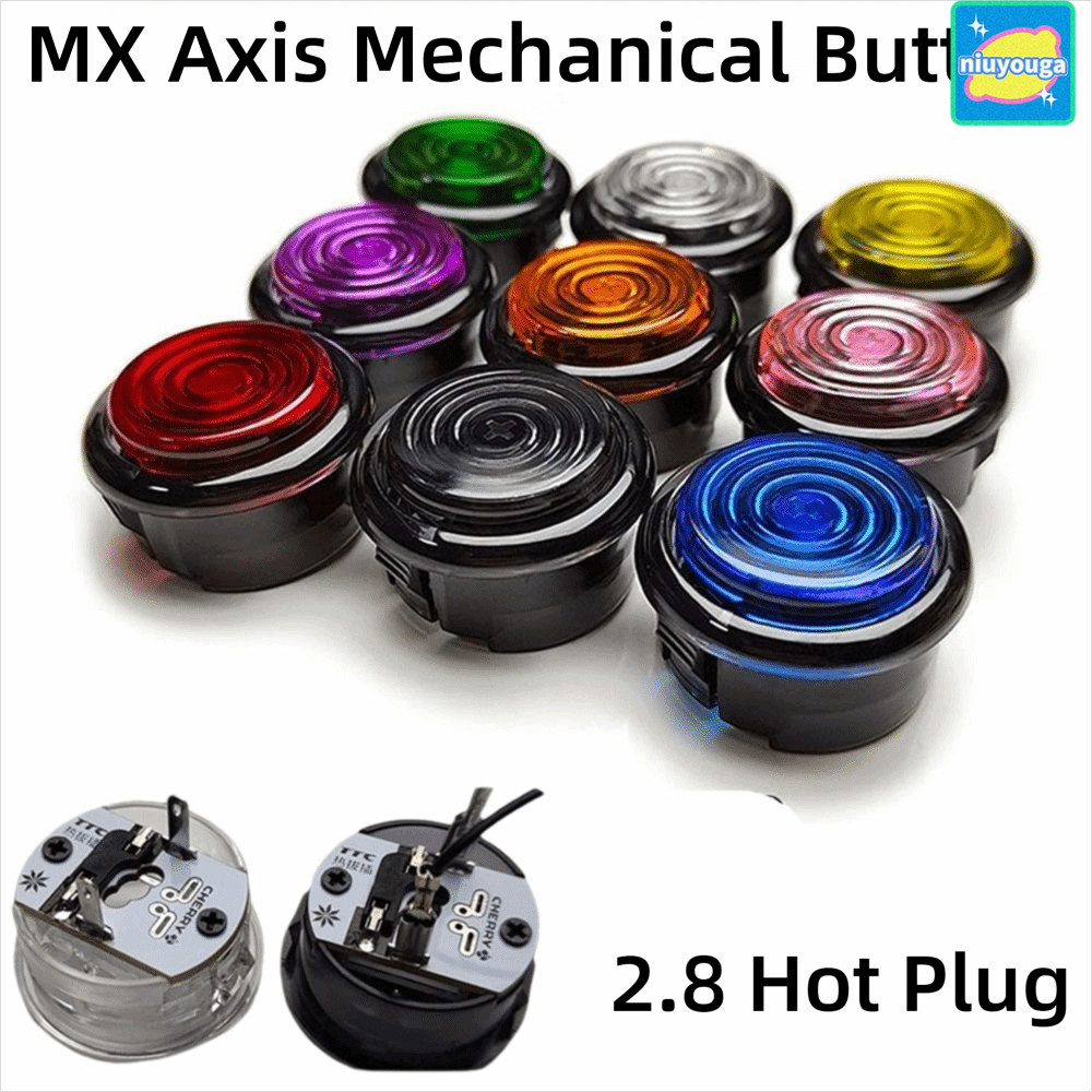 Nút Arcade HITBOX Cơ NIUYO, Nút Arcade ST-M4 khung đen nóng 2,8mm, Nút điều khiển tương thích trục M