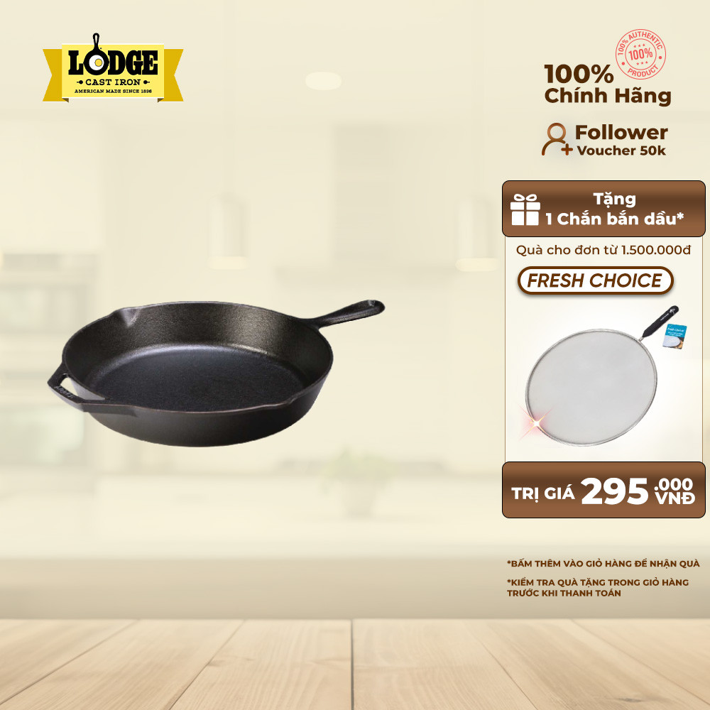 Lodge - Chảo gang - 26.04cm giữ và phân phối nhiệt hoàn hảo sử dụng được trên mọi loại bếp
