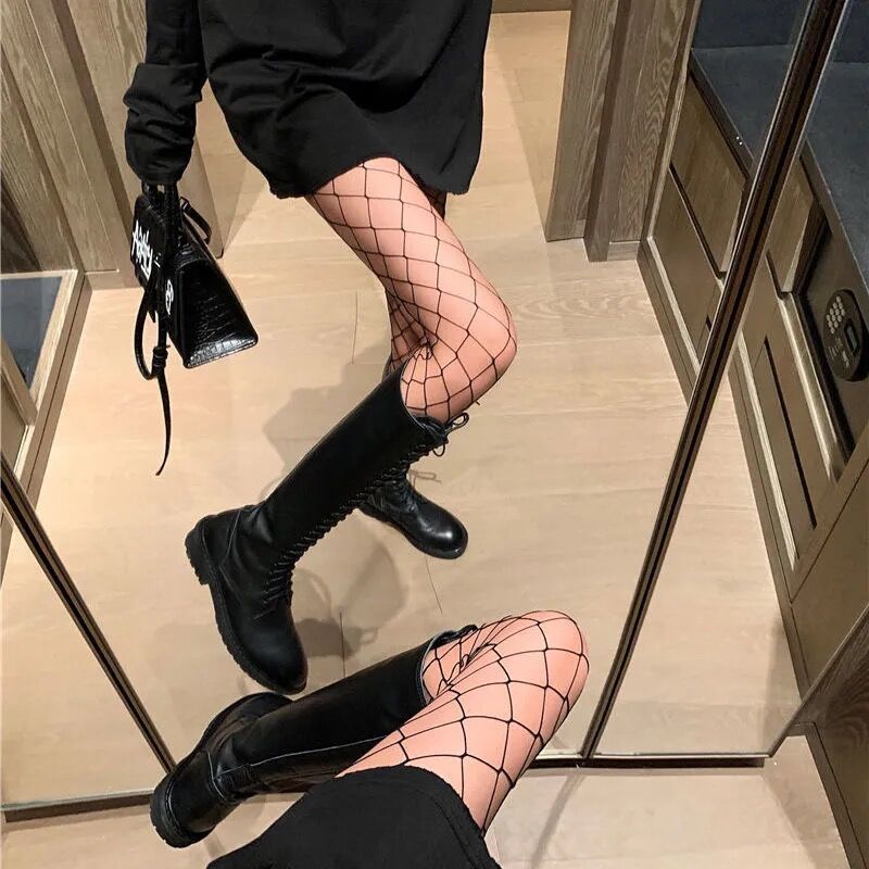 Châu Âu Mỹ Retro Lưới Nhỏ Mỏng Hơn Nhìn Fishnet Vớ Rách Quần Jean Gợi Cảm Vớ Vớ Fishnet Quần Fishnet