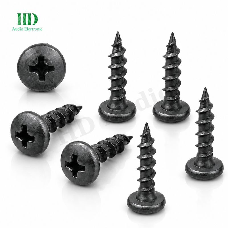 Ốc Vít Nhọn M4 = 4x15mm Bắt Thùng Loa Ren Thưa Taiwan Dài 15mm Màu Đen Chuyên Dùng Lắp Loa, Gỗ, Nhựa