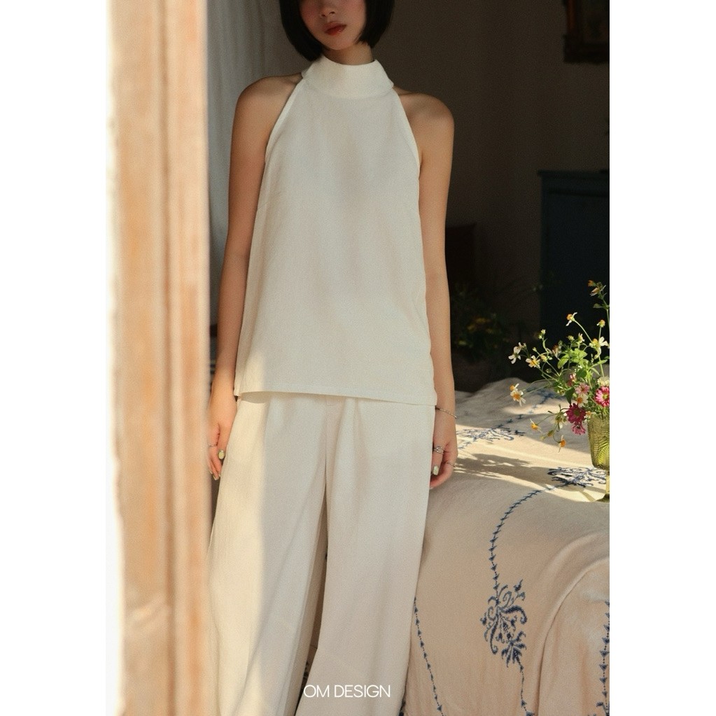 Áo cổ yếm linen dáng suông - Sora Top(+% phí sàn) - By OM Design