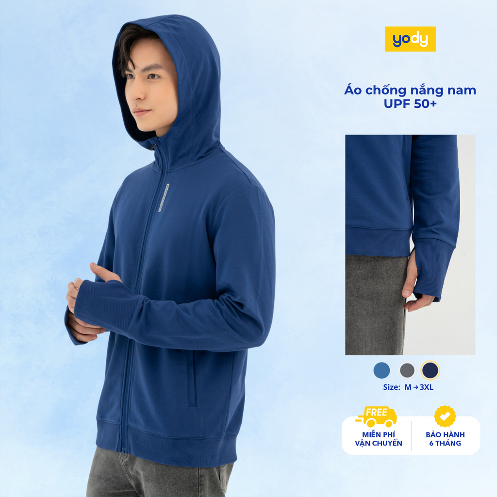 Áo khoác chống nắng nam YODY có mũ chất liệu cao cấp cản tia UV thoải mái MEJA25A037