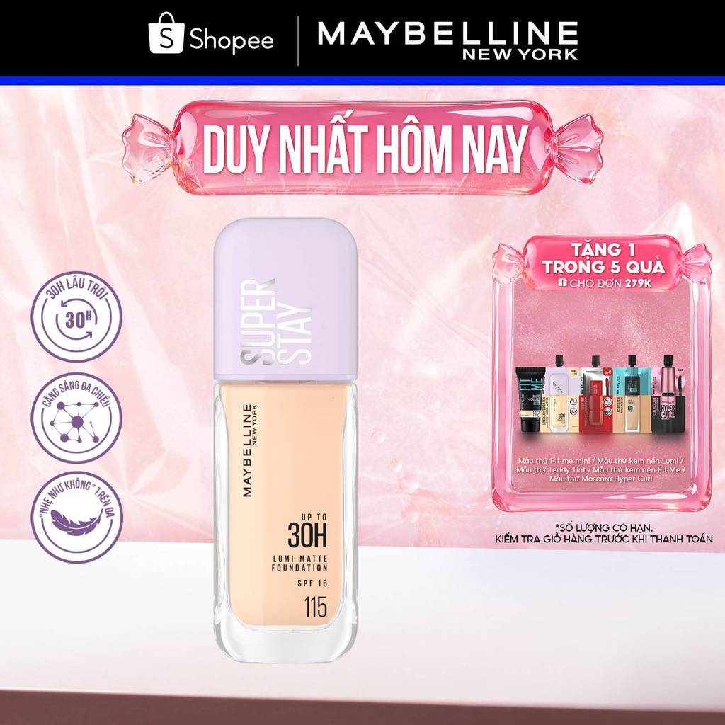 Kem nền bắt sáng Superstay Lumi Matte 30H che phủ siêu nhẹ mặt Maybelline New York 35ml [MỚI]