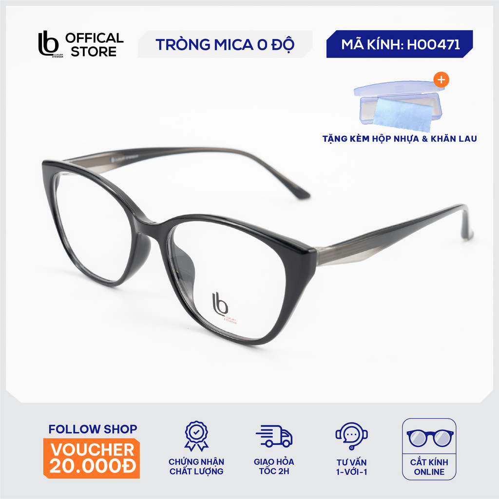 Gọng kính mắt mèo LB Eyewear H00471 gọng kính nữ nhựa dẻo bền tôn dáng mặt thanh lịch thời trang, nh