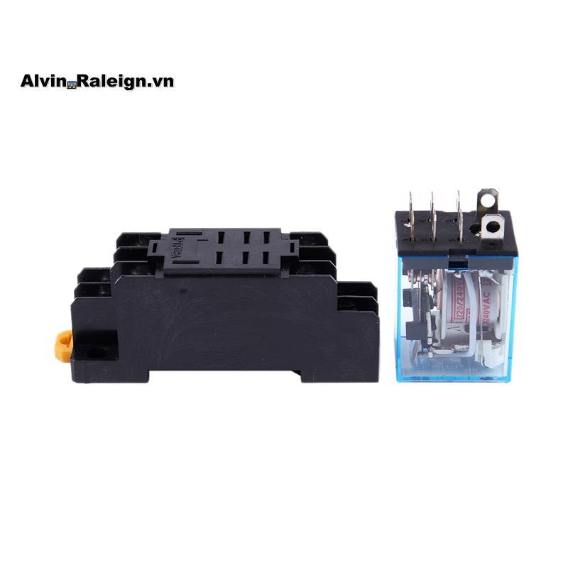 LY2NJ HH62P-L JQX-13F 220V AC Coil DPDT Power Relay 8 Pin w PTF08A Ổ cắm