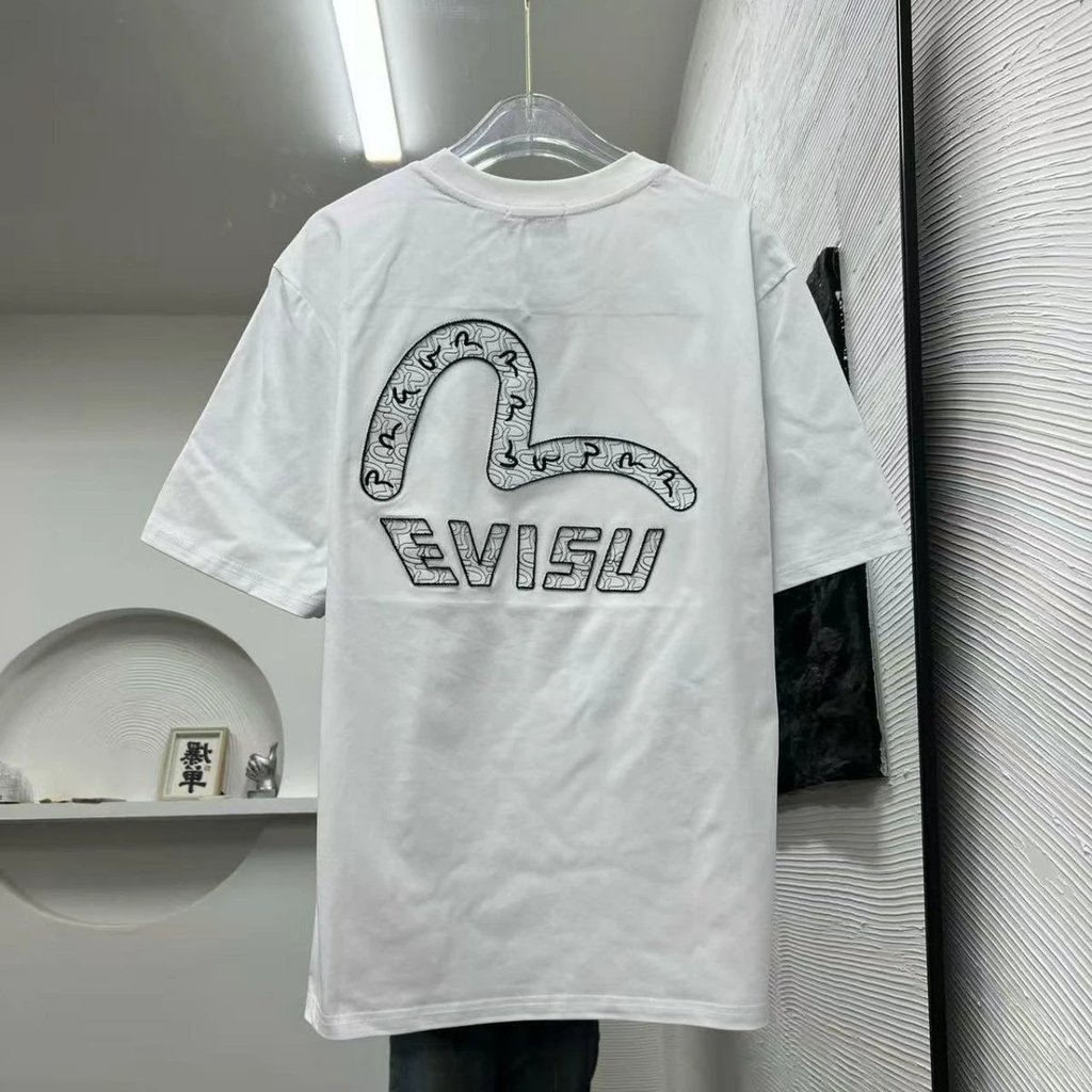 [Hàng có sẵn] Evisu Evisu Nam Nữ Tay Ngắn Cùng Phong Cách Nhẹ Sang Trọng Tay Ngắn Nữ Dạo Phố Tay Ngắ