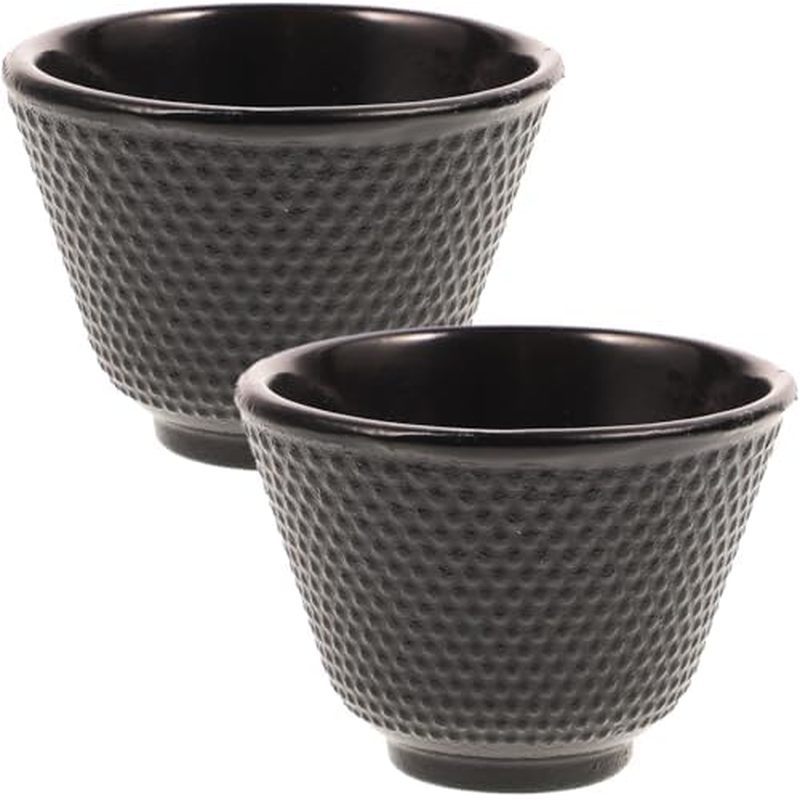 UPKOCH Cast Iron Tea Cups Set of 2 Retro Style Kung Fu Teaware 3.4Oz Heat Resistant Reusable Teacups