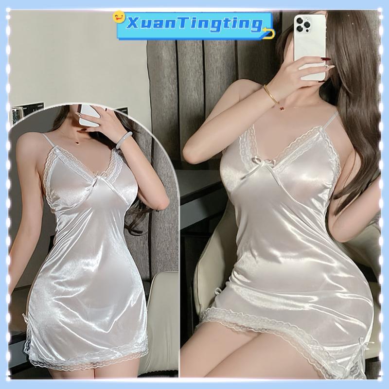 Xuânting Suspender Váy Ngủ Nữ Ren Mỏng Cắt Bộ Đồ Ngủ Sling Váy Ngủ UGG