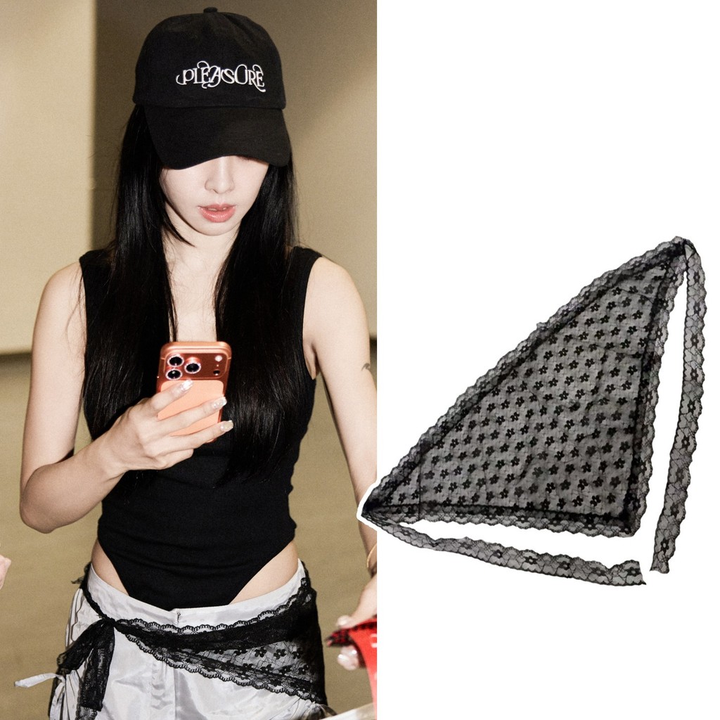 Jolin Tsai Cùng Phong Cách Ren Đen Hướng Dương Tam Giác Khăn Váy Thắt Lưng Khăn Lụa Thắt Lưng