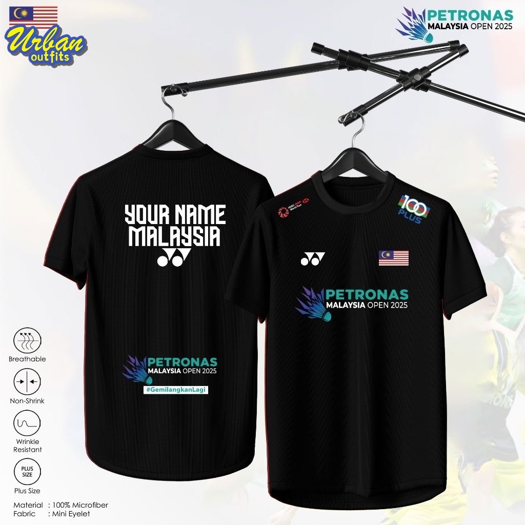 SPG JERSEY BADMINTON TÊN TÙY CHỈNH PEREMPUAN YONEX VICTOR MALAYSIA MỞ 2026 PETRONAS JERSI BAJU SUKAN