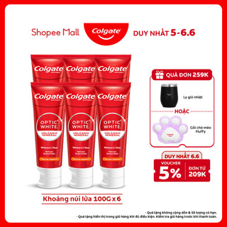 Bộ 6 Kem Đánh Răng Colgate trắng răng Optic White trắng trong 7 ngày từ khoáng núi lửa 100g