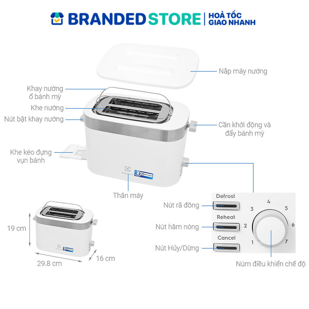 Máy nướng bánh mì Electrolux E2TS1-100W