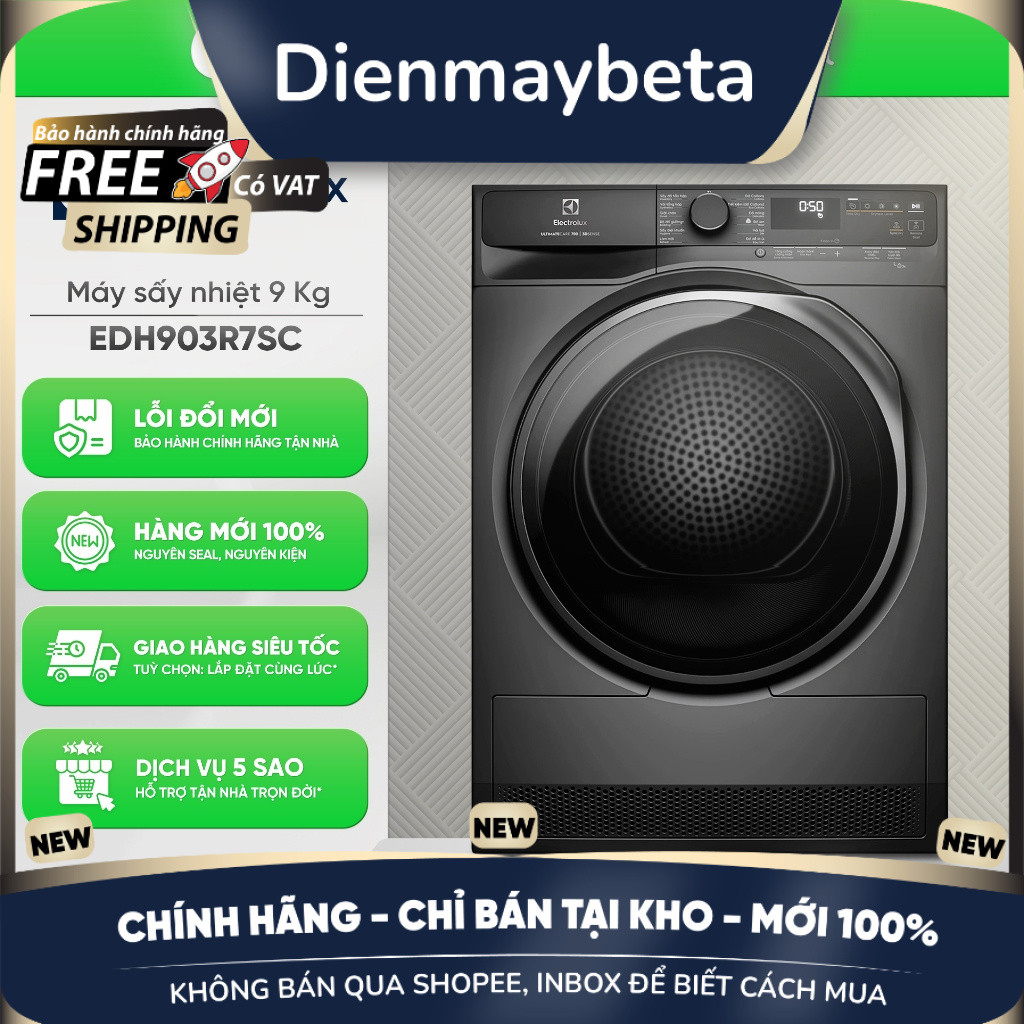 [KHÔNG BÁN QUA SHOPE] EDH902R9SC | EDH903R7SC | EDH903R7WC - Máy Sấy Bơm Nhiệt Electrolux 9 Kg [Free