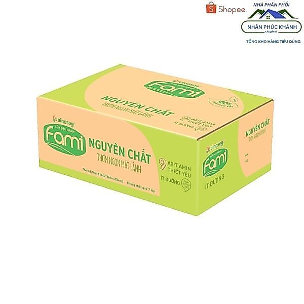 [1 Thùng/ 40 Bịch] Sữa Fami Nguyên Chất Ít Đường 200Ml