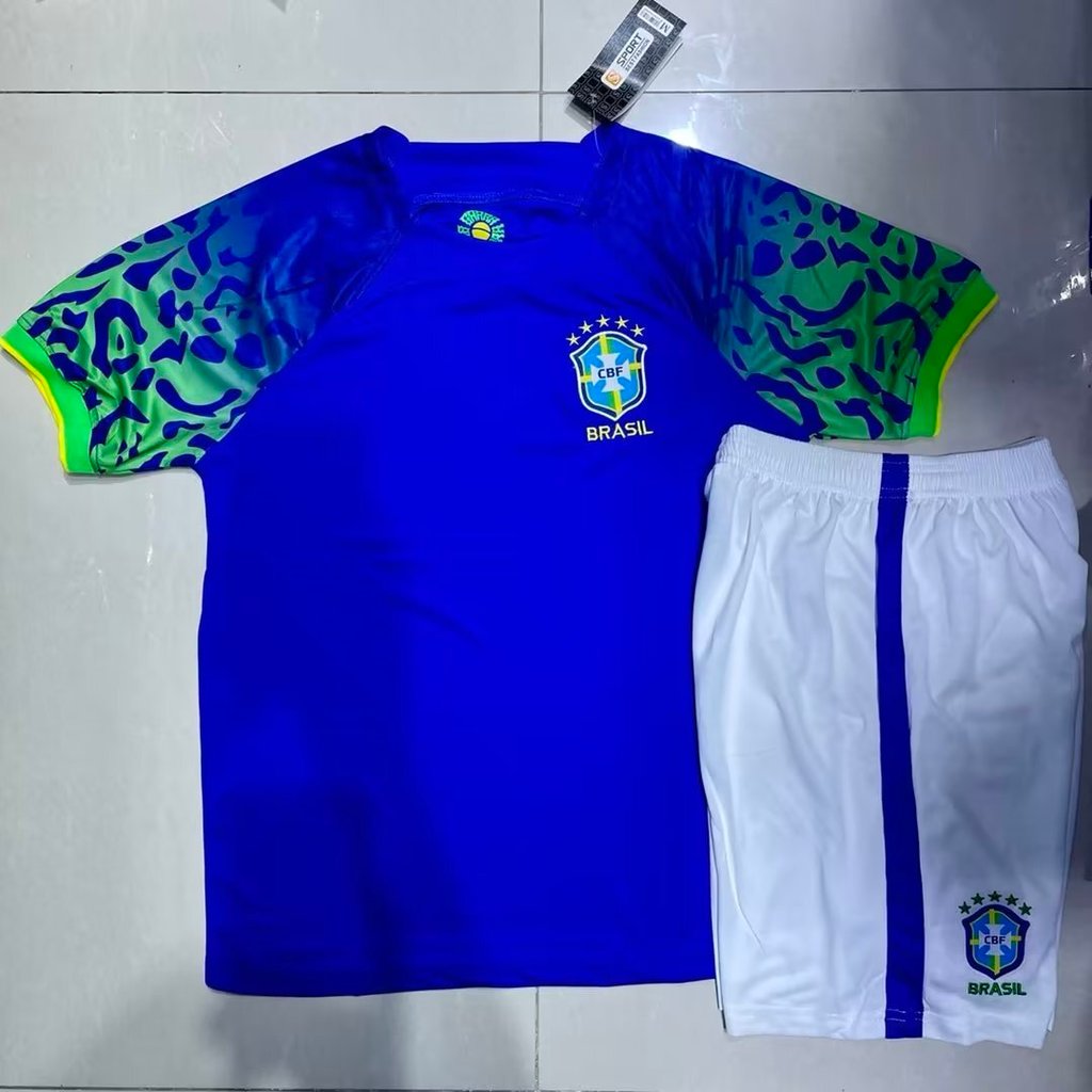 Bộ đồ thể thao sân khách Brazil 2022 / Áo bóng đá khô nhanh Phiên bản thêu Bộ đồ quan sát thể thao t