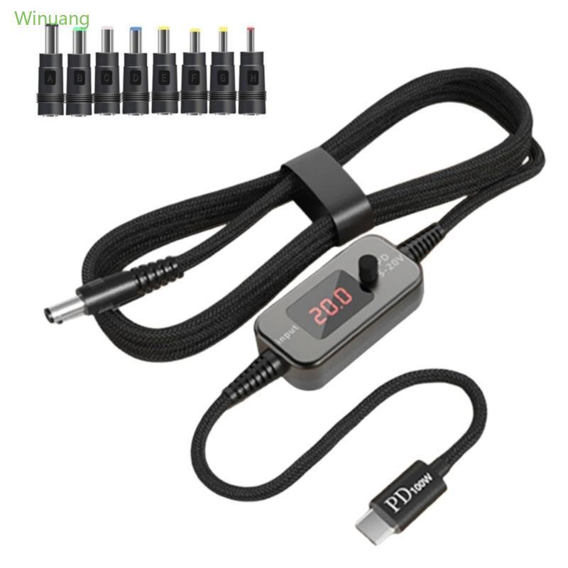 PD100W USB C to DC5521 Fast Charging Cord 5V 9V 12V 15V 20V 5A Adjustable Power