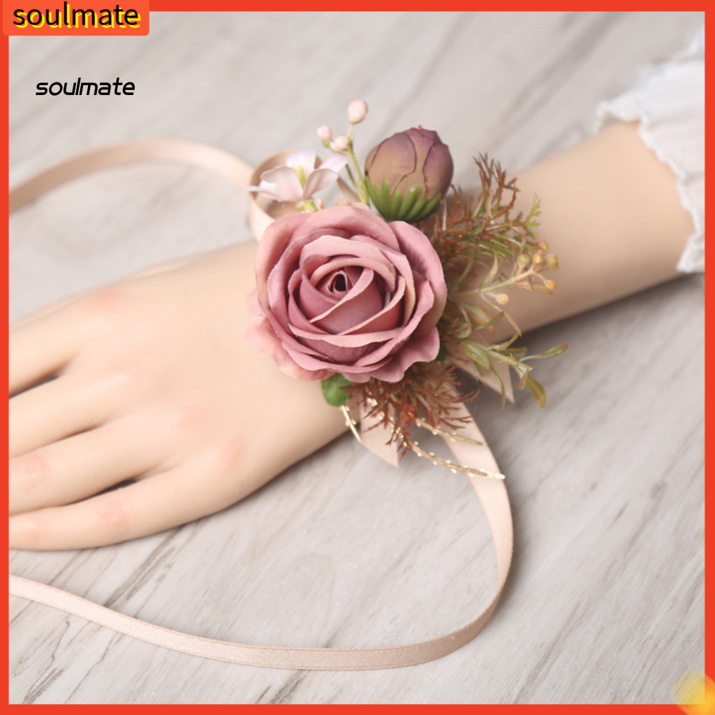 Linh hồn| Bộ hoa hồng mạnh mẽ Trâm cài hoa hồng Corsage Rose Bud Bộ hoa cưới – Áo choàng cổ tay bằng