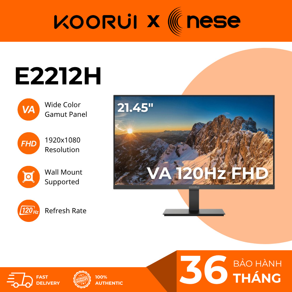 Màn Hình KOORUI E2212H 22 Inch FHD VA 120Hz Gaming Monitor Viền Mỏng Adaptive Sync