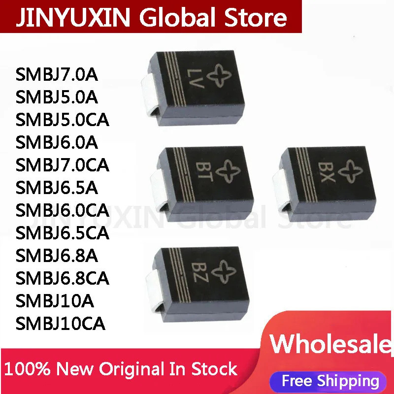 5 CÁI SMBJ5.0A SMBJ5.0CA SMBJ6.0A SMBJ6.0CA SMBJ6.5A SMBJ6.8A SMBJ6.8CA SMBJ7.0A SMBJ7.5A SMBJ10A 60