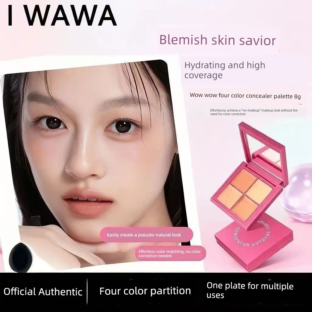 triệt sắc kem che khuyết điểm Bảng che khuyết điểm Iwawa Eva Bảng che khuyết điểm bốn màu Làm sáng K
