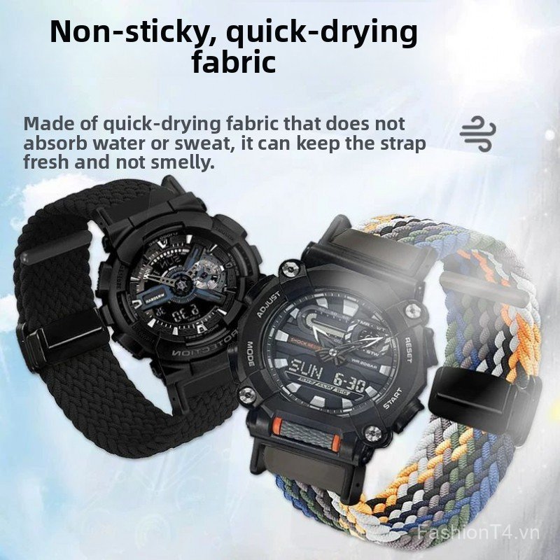 Dây đeo đồng hồ dệt Nylon sửa đổi cho Ca-sio GA900 GA900VB GA900TS GA110 GA700 Vải quân sự Lớp chống