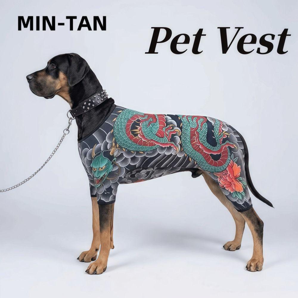 MIN-TAN Dog Cat Tattoo Jacket, Áo Vest hình xăm thú cưng vui nhộn như thật, Sáng tạo Bốn mùa Quần áo