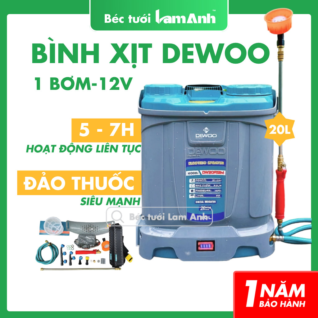 Bình Phun Thuốc Điện 20L - DEWOO - DW20A8M - 1 Bơm - Phun Khỏe - Xài Bền - Lam Anh