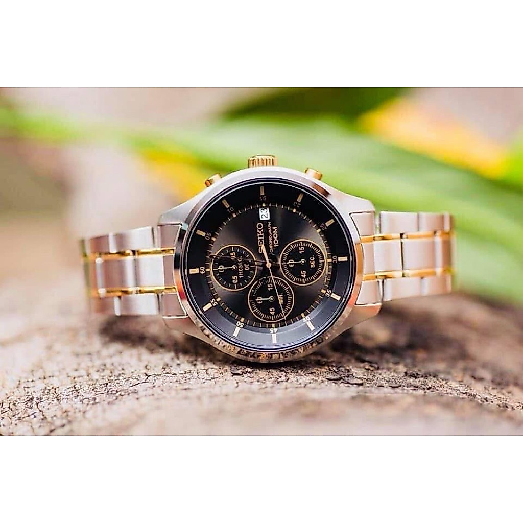 Đồng Hồ Nam Seiko SKS543P1 Quartz Size 43 Black Chronograph Demi Gold