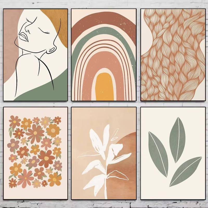 Boho Aesthetic Geometric Lines Canvas Poster Art Wall Murals Decor Game Room Decor Gifts Kawaii HD P