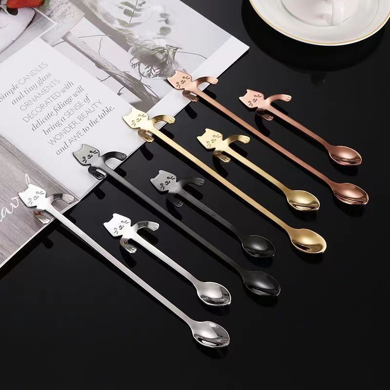 Stainless steel hanging coffee cup spoon, stirring spoon, high-quality, exquisite, small, long-handl