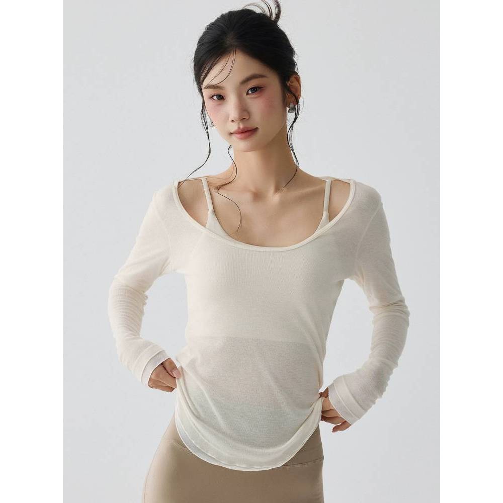 Autumn Lightweight Breathable Exercise Top Yoga Blouse Workout Clothes Long Sleeve Loose Yoga Clothe