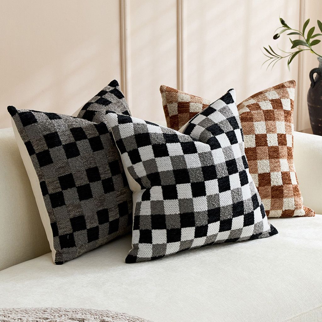 30x50cm / 45x45cm / 50x50cm Vỏ gối ca rô Chenille dày hơn Vỏ gối trang trí hiện đại cho ghế Sofa Phò