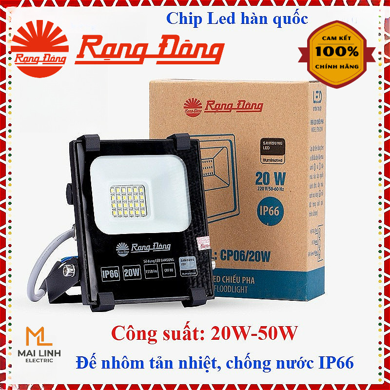 (Rạng Đông) Đèn Led chiếu pha CP06 20W - 50W dùng điện 220V - Siêu sáng, đế nhôm chống nước, hàng lo