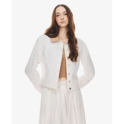 GIGI - Áo khoác denim nữ cổ bẻ tay dài phom croptop_G3111O262608-00