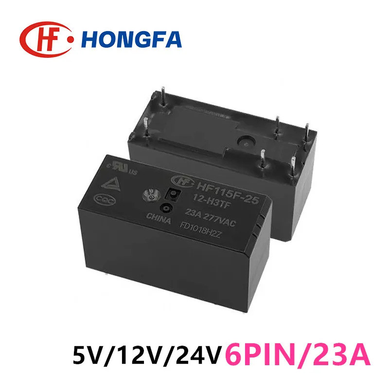 1 Chiếc Rơ Le HONGFA HF115F-25-5-H3TF HF115F-25-12-H3TF HF115F-25-24-H3TF 6Pin 23A 5V 12V 24V Rơ Le 