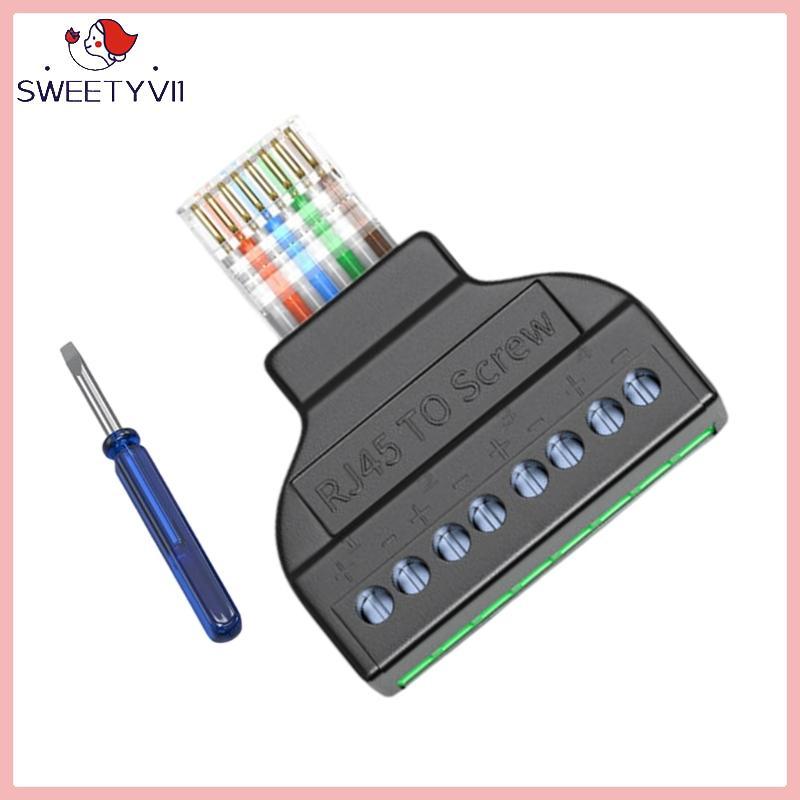 SWEET ~ Rj45 To Vít Terminal Block 8Pin Connector Ethernet Rj45 Male 8 Pin Vít Terminal Mạng Adapter
